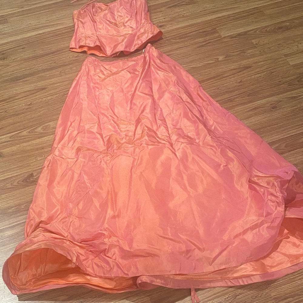 Elegant Peach Two-Piece Gown
